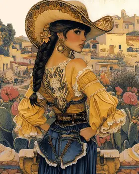 Southwest Cowgirl - Wall Art Print - Coastal Cowgirl  8"x10" Artwork - 11"x14" Mat