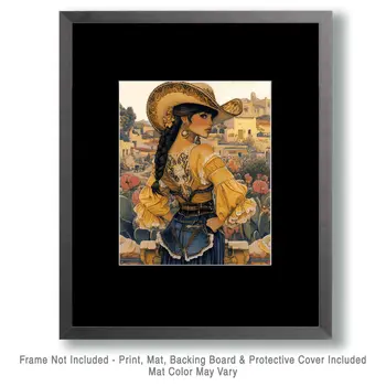 Southwest Cowgirl - Wall Art Print - Coastal Cowgirl  8"x10" Artwork - 11"x14" Mat