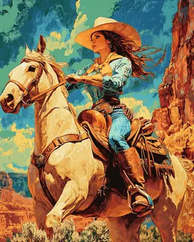 Impressionist Cowgirl - Wall Art Print - Coastal Cowgirl  8"x10" Artwork - 11"x14" Mat