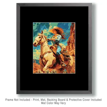 Impressionist Cowgirl - Wall Art Print - Coastal Cowgirl  8"x10" Artwork - 11"x14" Mat