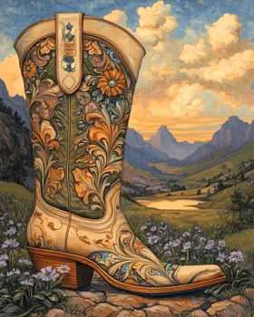 Southwest Cowgirl Boots - Wall Art Print - Coastal Cowgirl  8"x10" Artwork - 11"x14" Mat