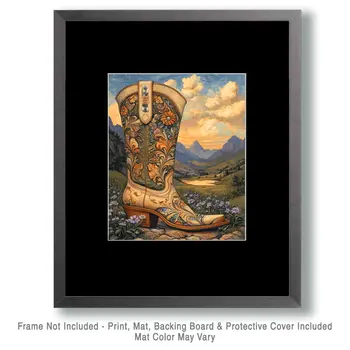 Southwest Cowgirl Boots - Wall Art Print - Coastal Cowgirl  8"x10" Artwork - 11"x14" Mat