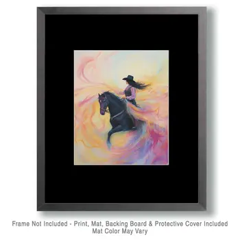 Abstract Cowgirl - Wall Art Print - Western Decor  8"x10" Artwork - 11"x14" Mat
