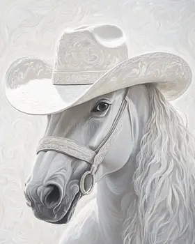 White Horse - Wall Art Print - Western Decor  8"x10" Artwork - 11"x14" Mat