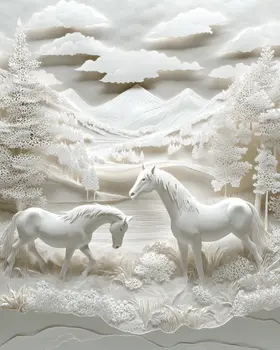 Lacy Horses - Wall Art Print - Western Decor  8"x10" Artwork - 11"x14" Mat