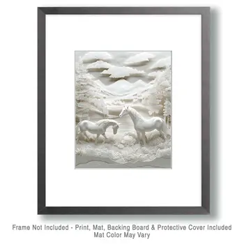 Lacy Horses - Wall Art Print - Western Decor  8"x10" Artwork - 11"x14" Mat