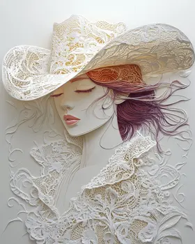 Lacy Cowgirl - Wall Art Print - Western Decor  8"x10" Artwork - 11"x14" Mat