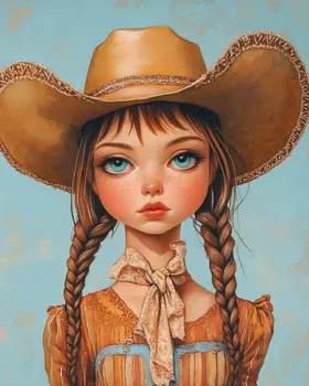 Cowgirl #1 - Cowgirl Wall Art Prints - Western Decor  8"x10" Artwork - 11"x14" Mat