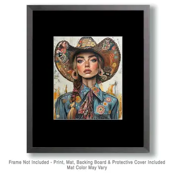 Cowgirl #8 - Cowgirl Wall Art Prints - Western Decor  8"x10" Artwork - 11"x14" Mat
