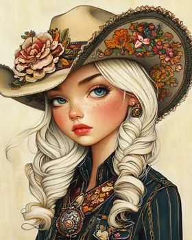 Cowgirl #9 - Cowgirl Wall Art Prints - Western Decor  8"x10" Artwork - 11"x14" Mat