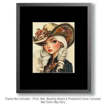 Cowgirl #9 - Cowgirl Wall Art Prints - Western Decor  8"x10" Artwork - 11"x14" Mat