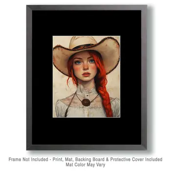 Cowgirl #10 - Cowgirl Wall Art Prints - Western Decor  8"x10" Artwork - 11"x14" Mat