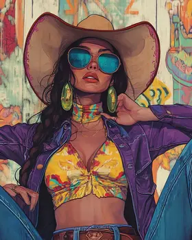 Cowgirl #12 - Wall Art Prints - Western Decor  8"x10" Artwork - 11"x14" Mat