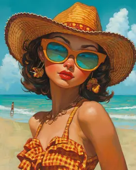 Coastal Cowgirl #1 - Wall Art Prints - Western Decor  8"x10" Artwork - 11"x14" Mat