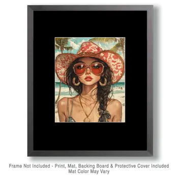 Coastal Cowgirl #3 - Wall Art Prints - Western Decor  8"x10" Artwork - 11"x14" Mat