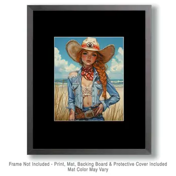 Coastal Cowgirl #4 - Wall Art Prints - Western Decor  8"x10" Artwork - 11"x14" Mat