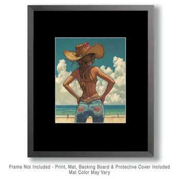 Coastal Cowgirl #5 - Wall Art Prints - Western Decor  8"x10" Artwork - 11"x14" Mat