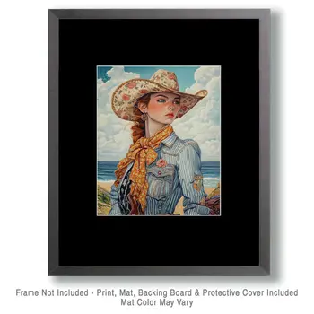 Coastal Cowgirl #6 - Wall Art Prints - Western Decor  8"x10" Artwork - 11"x14" Mat