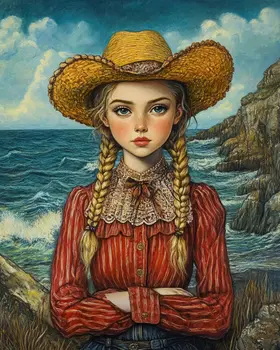 Coastal Cowgirl #7 - Wall Art Prints - Western Decor  8"x10" Artwork - 11"x14" Mat