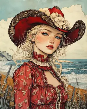 Coastal Cowgirl #8 - Wall Art Prints - Western Decor  8"x10" Artwork - 11"x14" Mat