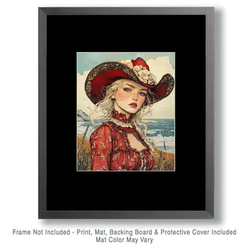 Coastal Cowgirl #8 - Wall Art Prints - Western Decor  8"x10" Artwork - 11"x14" Mat