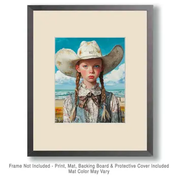Coastal Cowgirl #10 - Wall Art Prints - Western Decor  8"x10" Artwork - 11"x14" Mat
