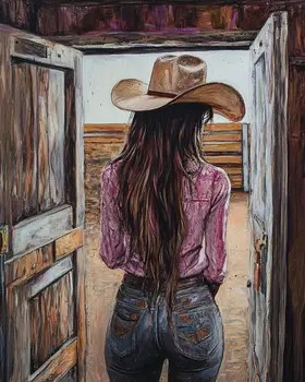 Cowgirl #2 - Cowgirl Wall Art Prints - Western Decor  8"x10" Artwork - 11"x14" Mat