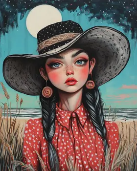 Coastal Cowgirl #14 - Wall Art Prints - Western Decor  8"x10" Artwork - 11"x14" Mat