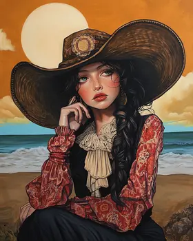 Coastal Cowgirl #15 - Wall Art Prints - Western Decor  8"x10" Artwork - 11"x14" Mat