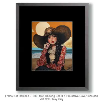 Coastal Cowgirl #15 - Wall Art Prints - Western Decor  8"x10" Artwork - 11"x14" Mat