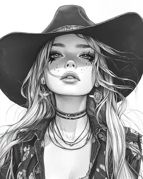Cowgirl #3 - Cowgirl Wall Art Prints - Western Decor  8"x10" Artwork - 11"x14" Mat