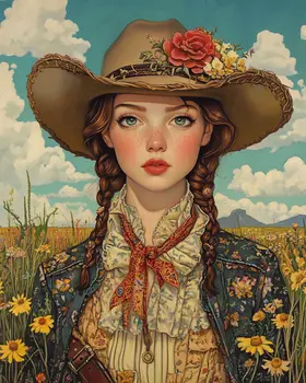 Cowgirl #5 - Cowgirl Wall Art Prints - Western Decor  8"x10" Artwork - 11"x14" Mat