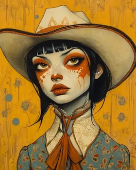 Cowgirl Clown - Cowgirl Wall Art Prints - Western Decor  8"x10" Artwork - 11"x14" Mat