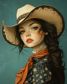 Cowgirl #6 - Cowgirl Wall Art Prints - Western Decor  8"x10" Artwork - 11"x14" Mat