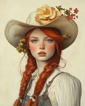 Cowgirl #7 - Cowgirl Wall Art Prints - Western Decor  8"x10" Artwork - 11"x14" Mat