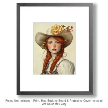 Cowgirl #7 - Cowgirl Wall Art Prints - Western Decor  8"x10" Artwork - 11"x14" Mat