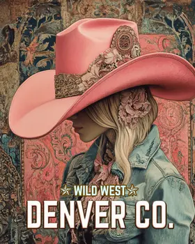 Cowgirl in Pink Hat - Colorado Souvenir Home Decor Wall Art Prints – 8″x10″ Artwork for 11″x14″ Frame