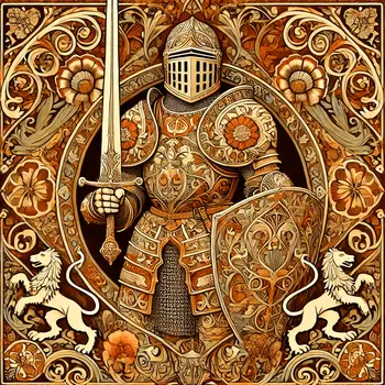 Art Nouveau Knight - Wall Art Print - Square Poster - 8"x8" Artwork - 12"x12" Matte