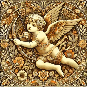 Art Nouveau Cupid - Wall Art Print - Square Poster - 8"x8" Artwork - 12"x12" Matte