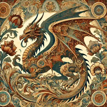 Art Nouveau Dragon - Wall Art Print - Square Poster - 8"x8" Artwork - 12"x12" Matte