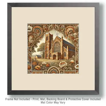 Art Nouveau Church - Wall Art Print - Square Poster - 8"x8" Artwork - 12"x12" Matte
