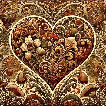 Art Nouveau Victorian Heart - Wall Art Print - Square Poster - 8"x8" Artwork - 12"x12" Matte