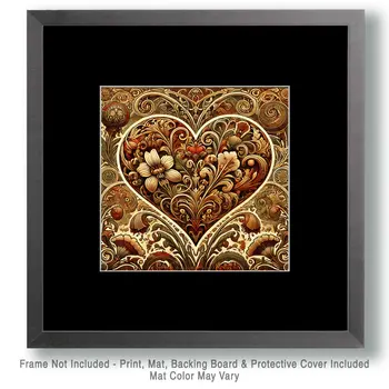 Art Nouveau Victorian Heart - Wall Art Print - Square Poster - 8"x8" Artwork - 12"x12" Matte