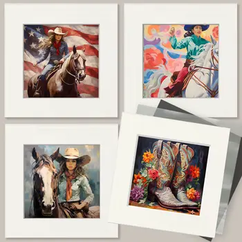 City Cowgirl - Wall Art Prints - Western Decor  8"x10" Artwork - 11"x14" Mat