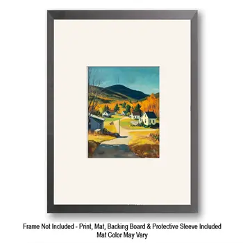 Fall Quaint Adirondack Village Souvenir Home Decor Wall Art Prints – 8″x10″ Artwork – 11″x14″ Mat