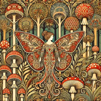 Art Nouveau Fairy - Wall Art Print - Fantasy Art - 8"x8" Artwork - 12"x12" Matte