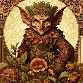Art Nouveau Goblin - Wall Art Print - Fantasy Art - 8"x8" Artwork - 12"x12" Matte