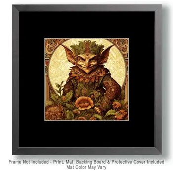 Art Nouveau Goblin - Wall Art Print - Fantasy Art - 8"x8" Artwork - 12"x12" Matte