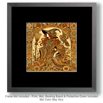 Art Nouveau Witch - Wall Art Print - Fantasy Art - 8"x8" Artwork - 12"x12" Matte