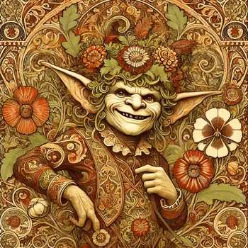 Art Nouveau Leprechaun - Wall Art Print - Fantasy Art - 8"x8" Artwork - 12"x12" Matte